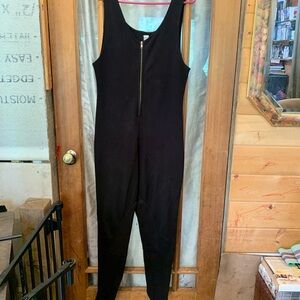 Vintage Moda Size Medium Black Sleeveless Jumpsuit with Zipper Ski Resort Hill